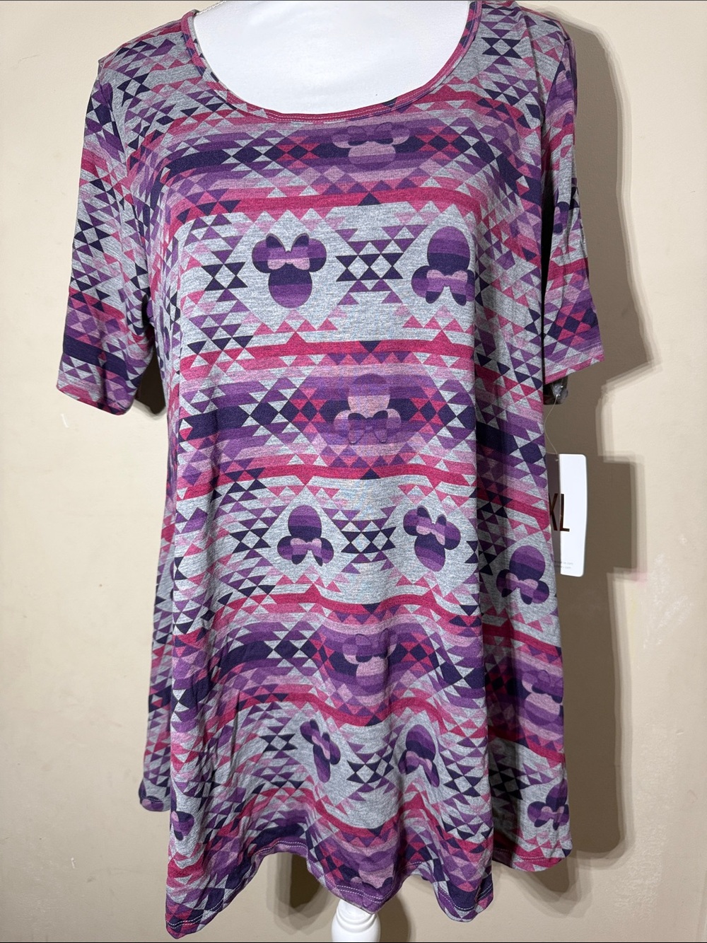 LuLaRoe Scoop Neck Tunic in Pink & Purple Geo Print Disney Collection